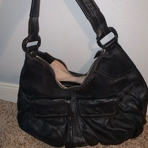 Cole Haan black leather hobo handbag
